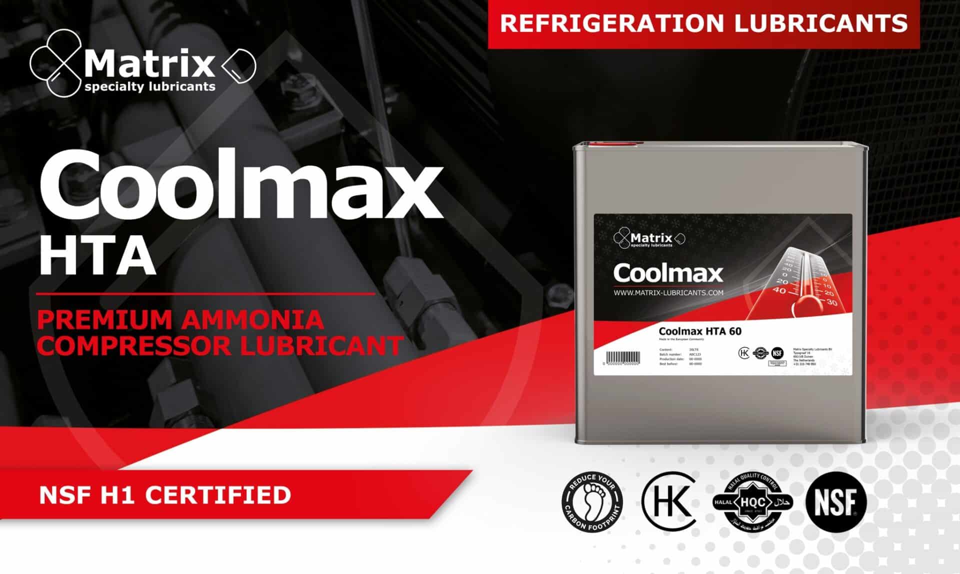 Matrix specialty lubricants' Coolmax HTA premium ammonia compressor lubricant