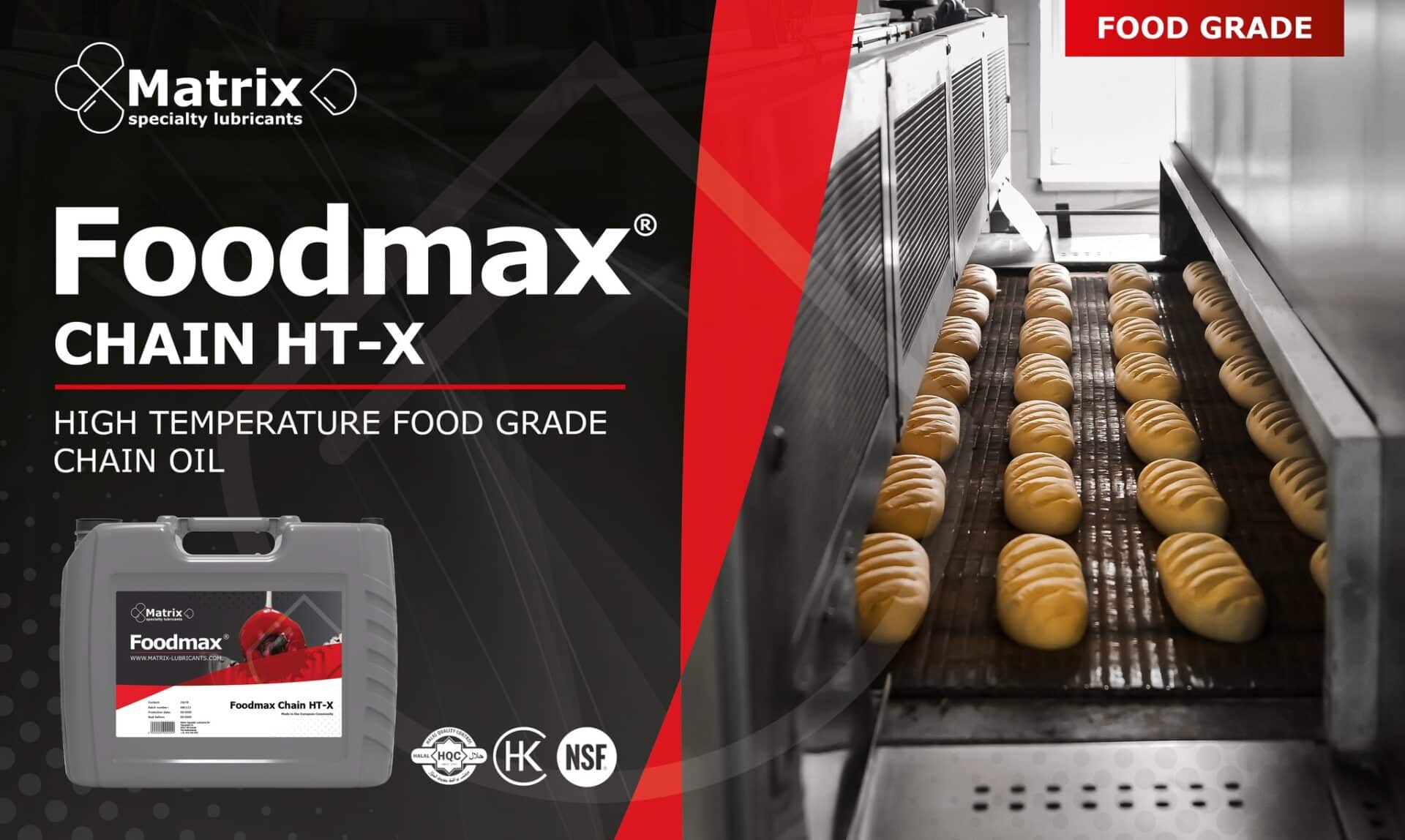 Matrix specialty lubricants' Foodmax Chain HT-X high temperature food grade chain oil