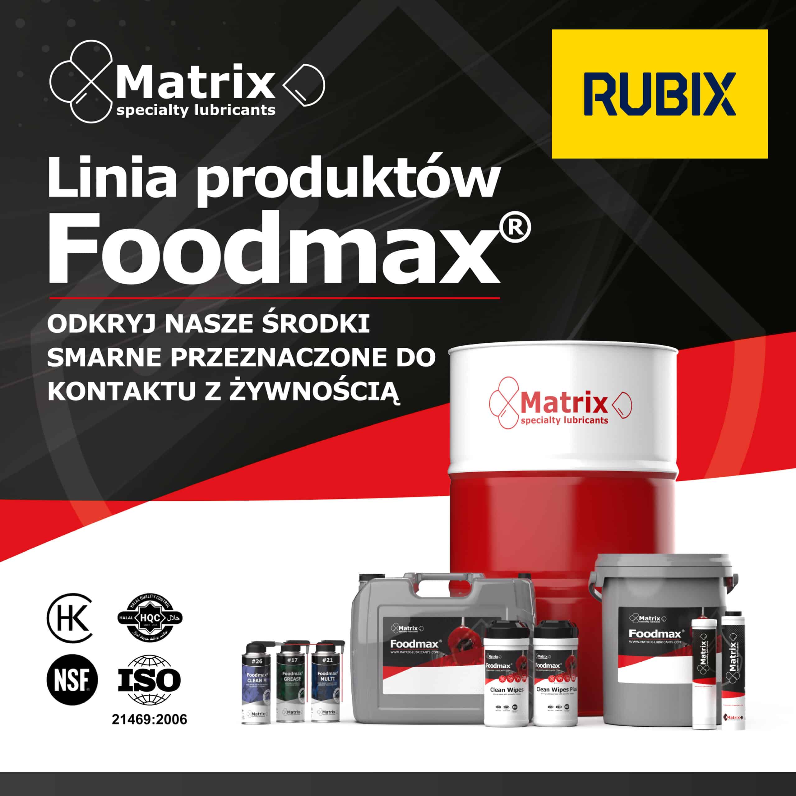 Matrix specialty lubricants Foodmax product line, collaboration with Rubix